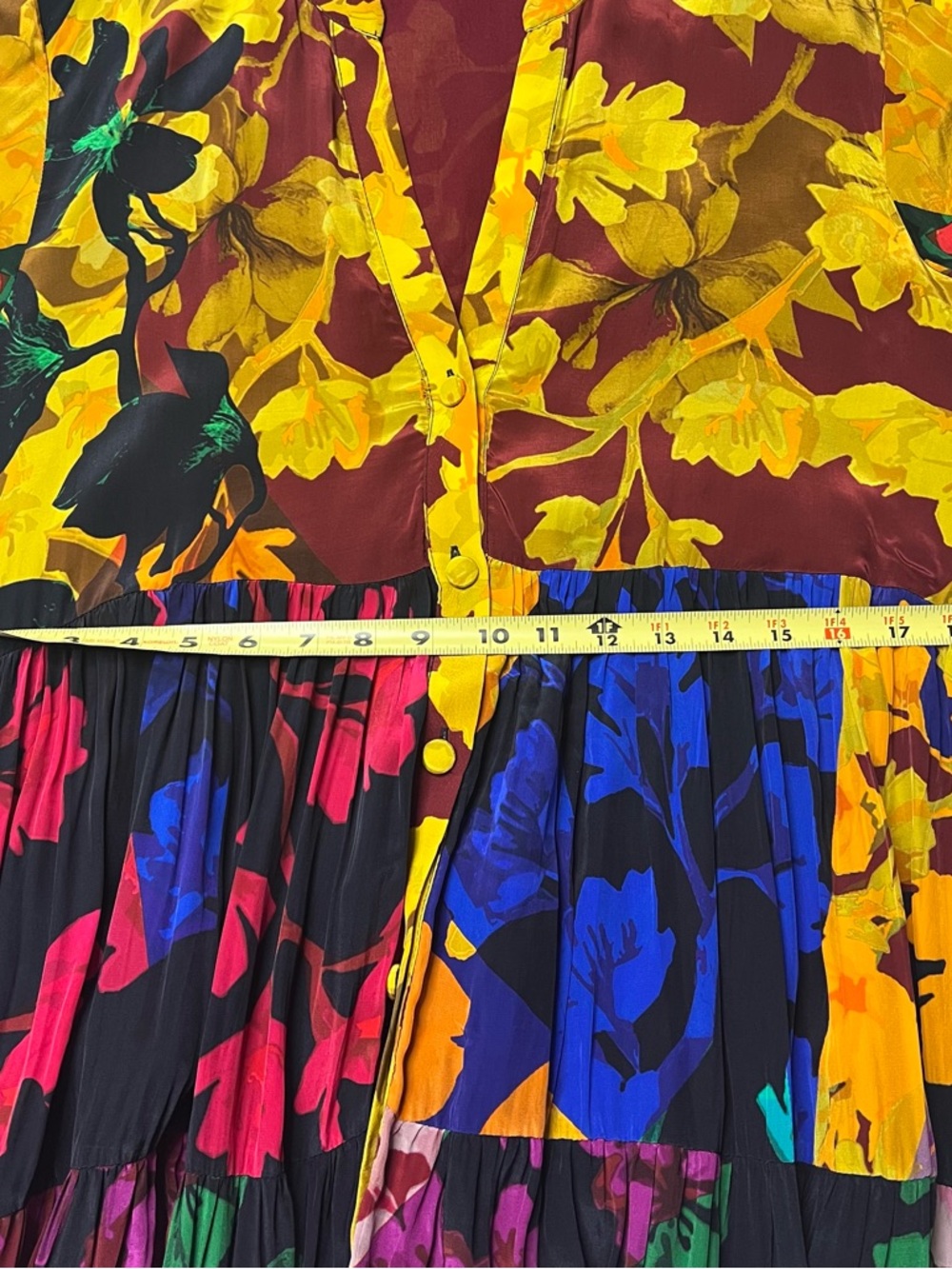 Siddhartha Bansal Colorful Button Front Floral Print Tiered Max Dress Festival - Picture 11 of 11